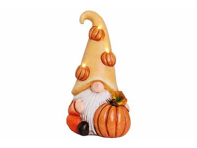 Kabouter Pumpkin Oranje 12x12xh25cm Resi N Incl 2lr44 Batt