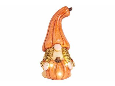 Kabouter Oranje 9x9xh19cm Resin Incl 2 Lr44 Batt