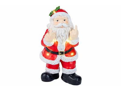 Kerstman Rood Wit 14,5x14xh25,5cm Resin Incl 2 Lr44 Batt
