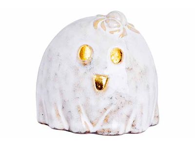 Spook Led Light Beige 10x8xh9cm Keramiek Incl 3 Lr44 Batt