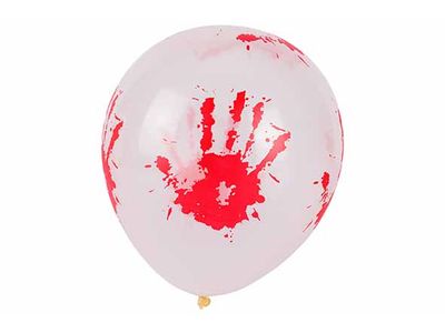 Ballon Set12 Bloody Hands Rood Wit 10xh2 0cm Rubber