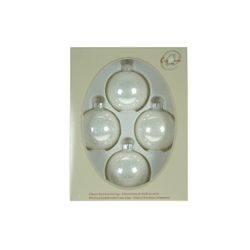 Cosy @ Home Boule Verre 4pcs 7cm Blanc Perle+points Dans Une Boite Fenetre 