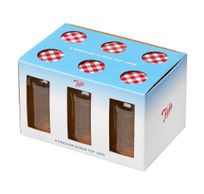 6 Preserving Jars with gingham screw Top Lid 454g 