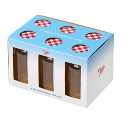 Tala 6 Preserving Jars with gingham screw Top Lid 454g 