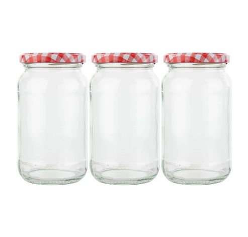 6 Preserving Jars with gingham screw Top Lid 454g  Tala