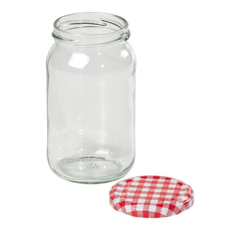 6 Preserving Jars with gingham screw Top Lid 454g  Tala