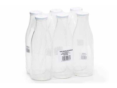 Fles 1l Met Deksel 48mm Set6 D9xh26cm