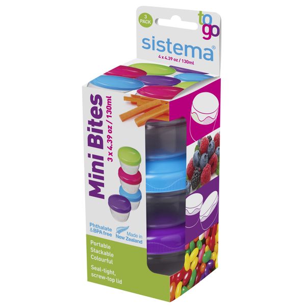 Sistema Sistema To Go set van 3 snackdoosjes Mini Bites 130ml (8 ass.)