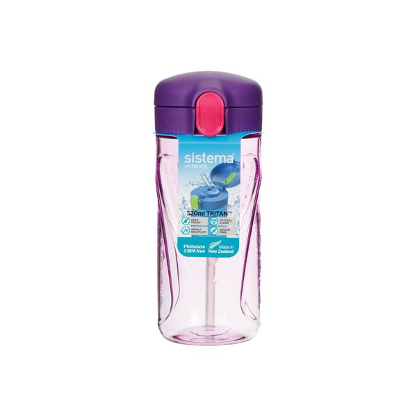 Sistema Sistema Hydrate drinkfles met rietje Tritan Quick Flip 520ml (6 ass.)