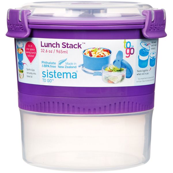 Sistema Lunch Stack To Go lunchbox 2 delen met lepel/vork 990ml