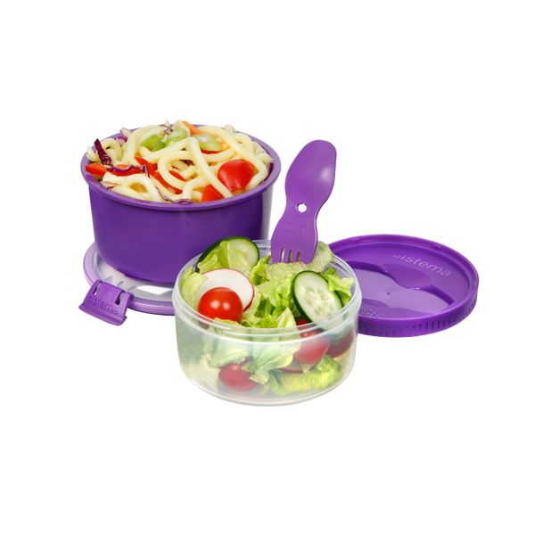 Sistema Lunch Stack To Go lunchbox 2 delen met lepel/vork 990ml