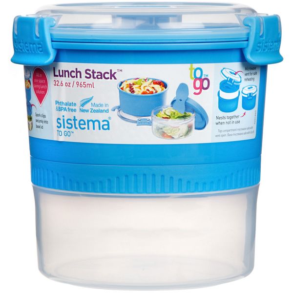 Sistema Lunch Stack To Go lunchbox 2 delen met lepel/vork 990ml