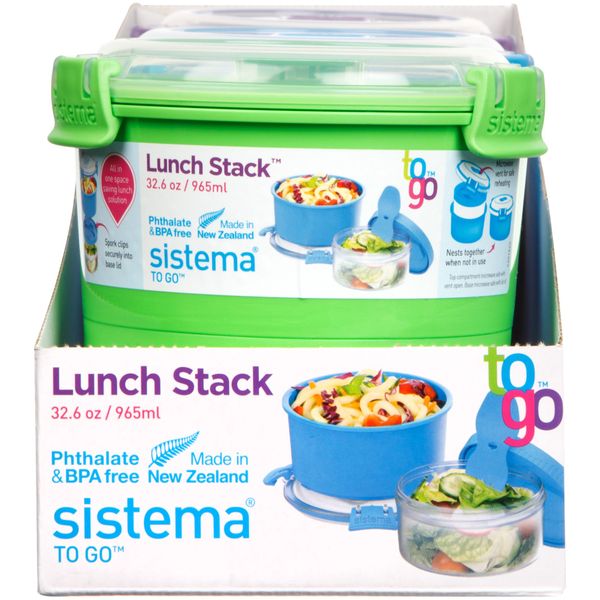 Sistema Lunch Stack To Go lunchbox 2 delen met lepel/vork 990ml