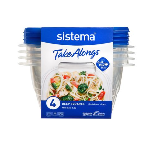 TakeAlongs set van 4 vierkante voorraaddozen blauw 1.2L   Sistema