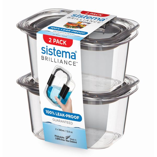 Sistema Brilliance set van 2 rechthoekige voorraaddozen Tritan 380ml