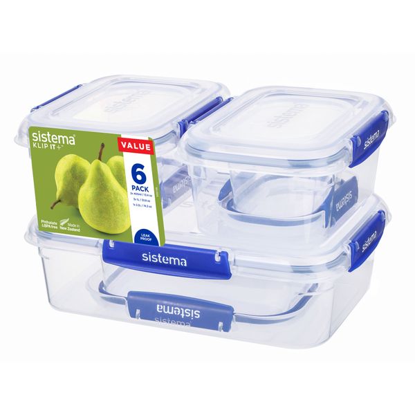 Sistema Klip It + 6-delige set met voorraaddozen 2x 400ml, 3x 1L en 1x 2.2L