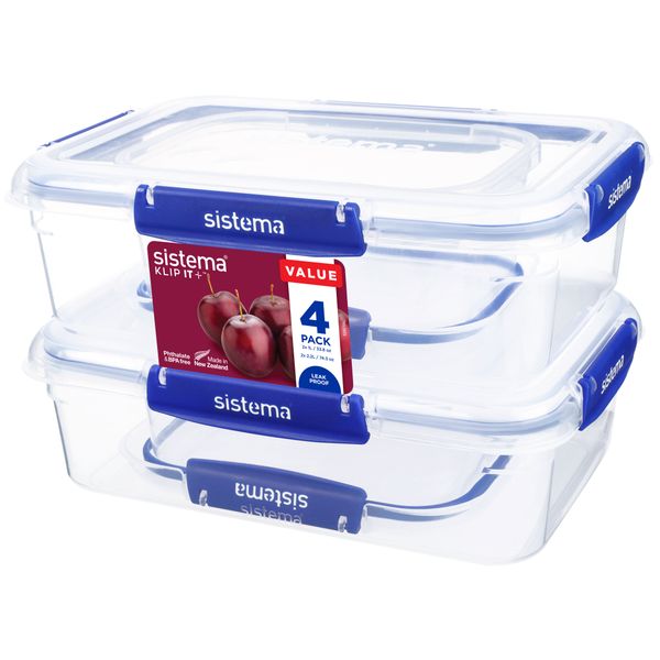 Sistema Klip It + 4-delige set met voorraaddozen 2x 1L en 2x 2.2L