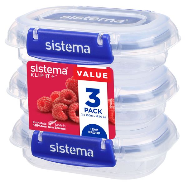 Sistema Klip It + set van 3 rechthoekige voorraaddozen 180ml