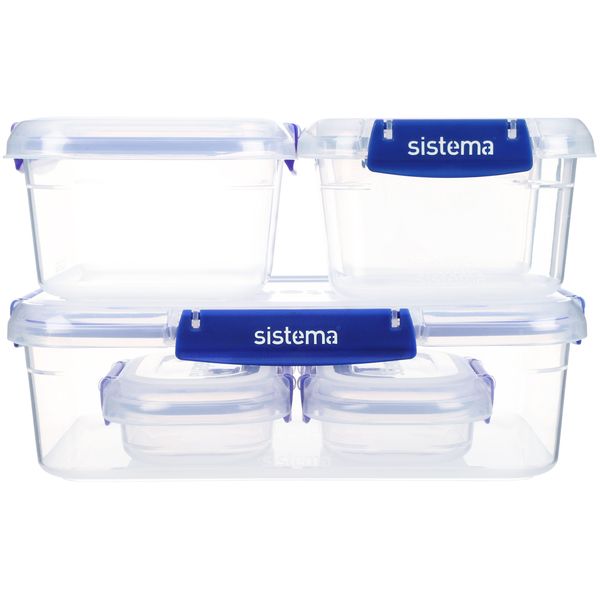 Sistema Klip It + set van 6 voorraaddozen 2x 180ml, 2x 400ml, 1x 1L en 1x 2.2L