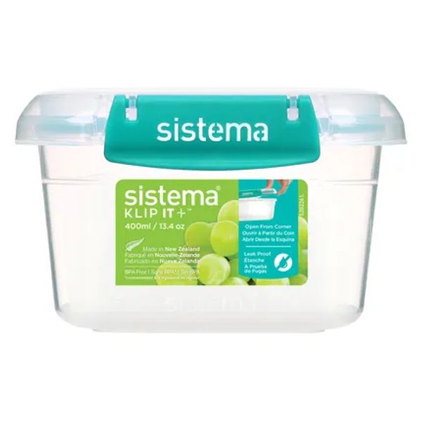 Sistema Klip It + rechthoekige voorraaddoos Minty Teal 400ml