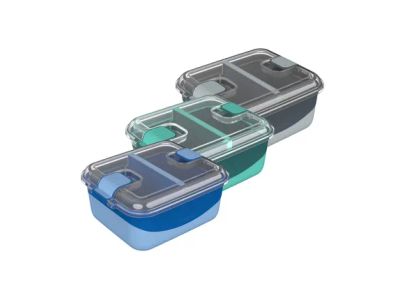 Heatables rechthoekige kom met verdeling 1.35L