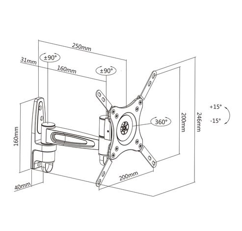 Muurbeugel VESA Flexarm 360 II                  Multibrackets