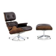 LCH Lounge Chair XL & Ottoman / pol. base - black walnutt shell 