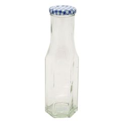 Zeshoekige glazen fles met schroefdop 250ml 