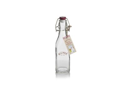 Vierkante glazen fles met plastic beugelsluiting 250ml