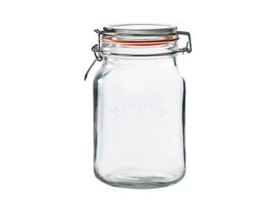 Vierkante glazen bokaal met beugelsluiting 1.5L