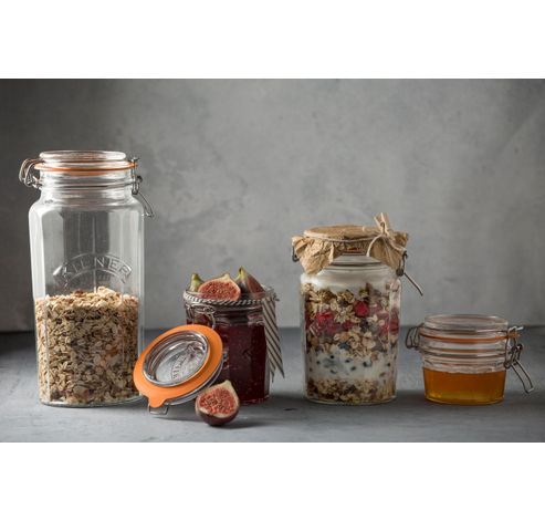 Bocal en verre facetté avec fermeture clip 950ml   Kilner