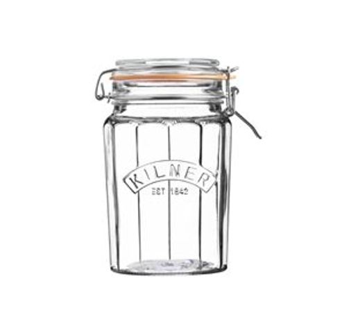 Bocal en verre facetté avec fermeture clip 950ml   Kilner