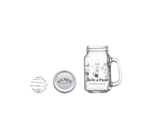 Shake & Make set pour crème fouettée – gobelet 540ml - fouet en inox - couvercle à visser  Kilner