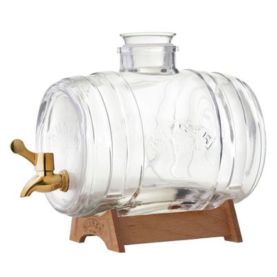 Drankdispenser Barrel met koperkleurig kraantje en staander 3.5L  Kilner