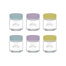 Set van 6 bokalen uit glas voor babyvoeding met silicone deksel 110ml 