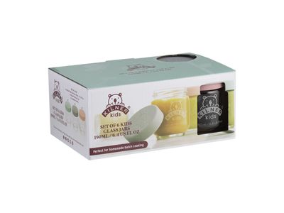 Set van 6 bokalen uit glas voor babyvoeding met silicone deksel 190ml