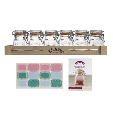 Set de 20 pièces avec 6 pots d'épices en verre et accessoires 