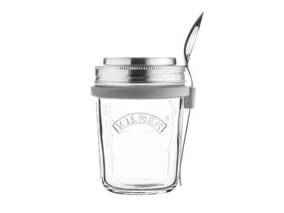 Set pour petit déjeuner à emporter avec bocal en verre et cuillère 350ml