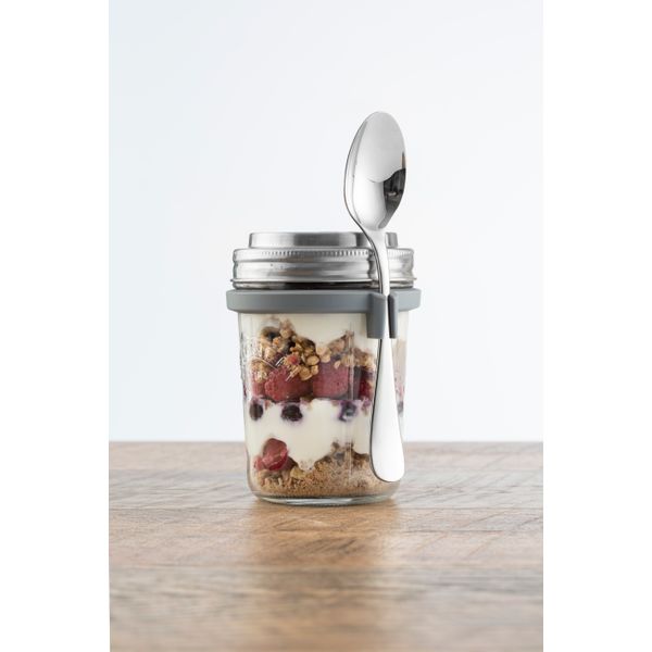 Kilner Set to go voor ontbijt met glazen bokaal en lepel 350ml