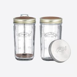 Kilner Set pour préparer du lait végétal noix/riz/soja/avoine en verre 2 x 1L 