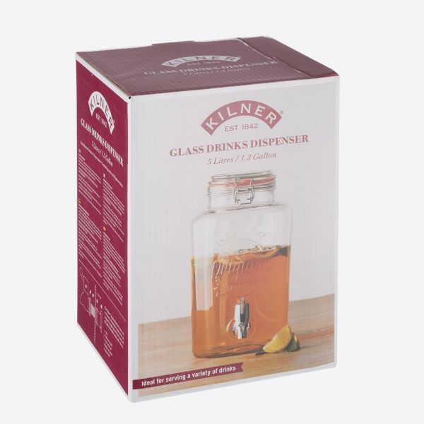 Kilner ronde drankdispenser met kraantje in cadeauverpakking 5L 