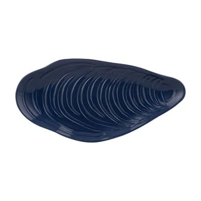 Nautical assiette en forme de coquillage bleu foncé grand 