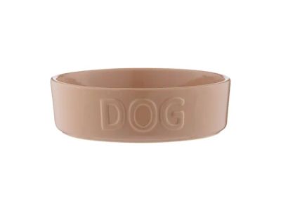 Cane gamelle anti-glouton pour chien avec lettres en grès beige ø 20.6 H6.2cm