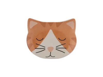 Ginger Cat gamelle plate pour chat en grès orange 16x12x2cm