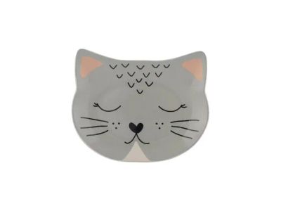 Smokey Cat gamelle plate pour chat en grès orange 16x12x2cm