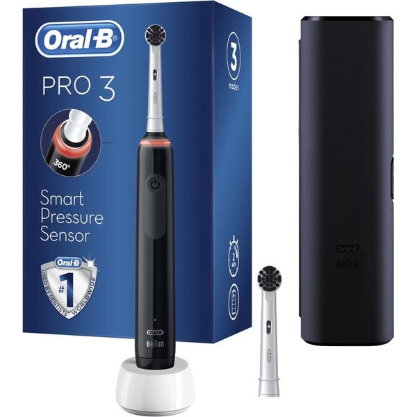 Oral-B Pro 3 - 3000 Pure Clean Zwart + 1 extra opzetborstel