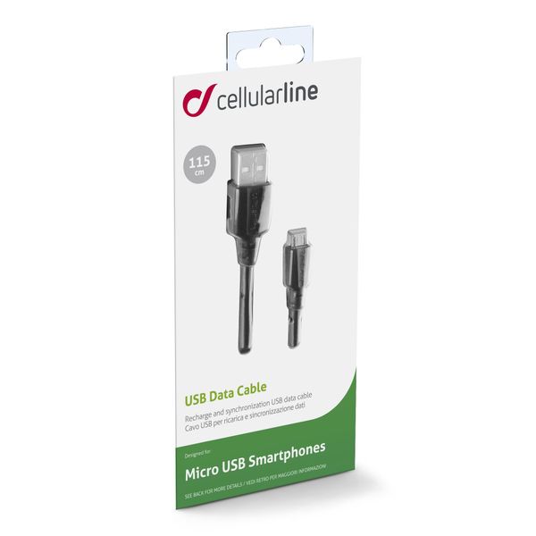 Cellularline Data kabel micro-usb zwart