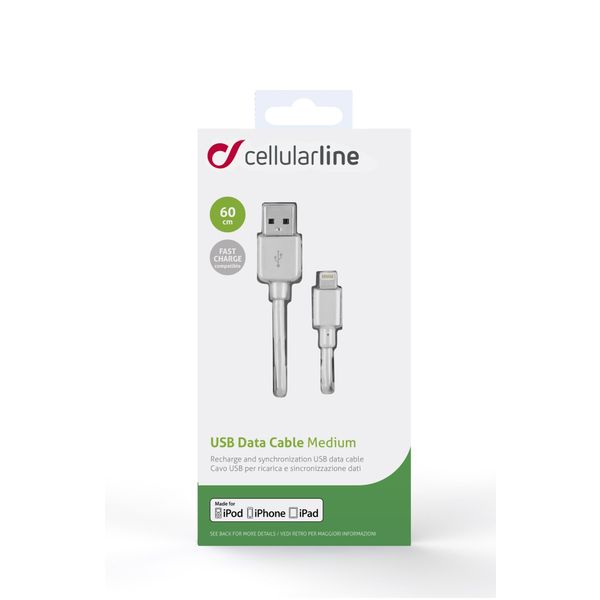 Cellularline Data kabel usb Apple lightning snel laden 60cm wit