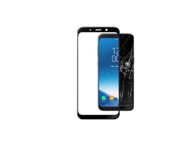 Samsung Galaxy A8 (2018) SP gehard glas capsule zwart