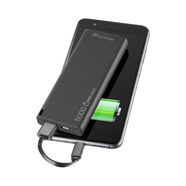 Draagbare lader usb free power slim 5000mAh zwart 